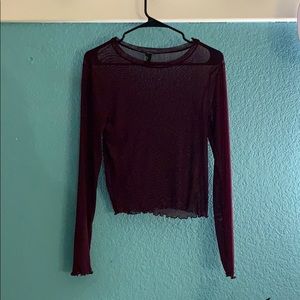 Burgundy Sheer Long Sleeve Top❤️